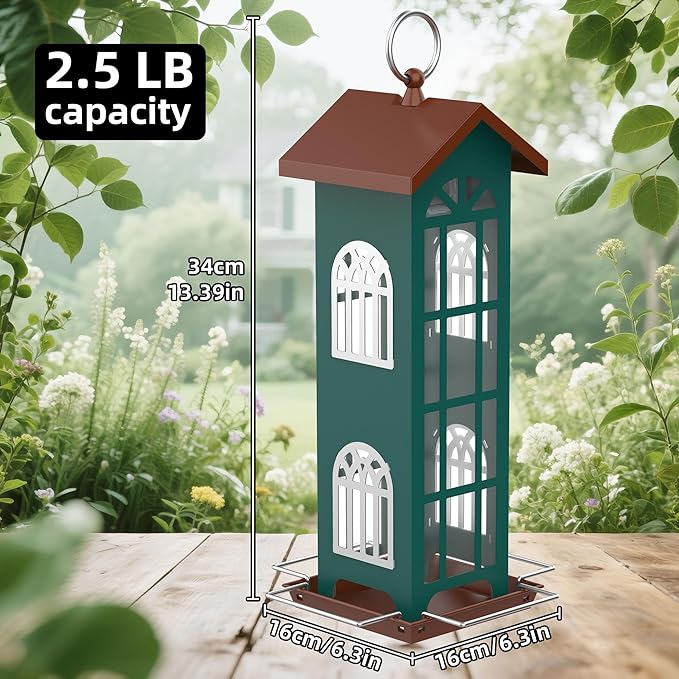 Metal Wild Bird Feeder,Bird Feeders for Outdoors Hanging,Waterproof and Rust-Proof,Easy to Clean,Disassemble and Assemble