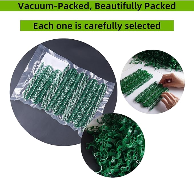 CIQIYO® 300 Pcs Plant Support Clips,Plastic Clips for Securing Plants,Tomato Vine Clips,Plant Fixing Clips,Garden Clips for Climbing Plants,Grape and Vine Vegetables (300, Green)