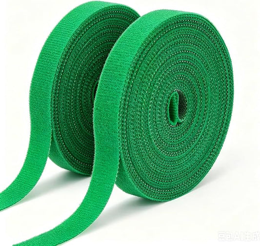 Plant Ties Hook and Loop Garden Tapes 1/2'' Wide Fabric Fastening Tape Double Sided Self Gripping Strap Reusable Adjustable Cable Ties Garden Vines Ties, Soft Plant Tie (1/2 Inch x 32 ft, Green)