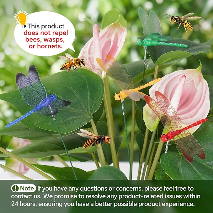 NiHome 15PCS Decorative Dragonflies Clips Decor for Garden, 9.8" Long Multicolor Waterproof Outdoor & Indoor Use, Versatile Clip-On Plant Decoration, Includes Pliers for Easy Attachment