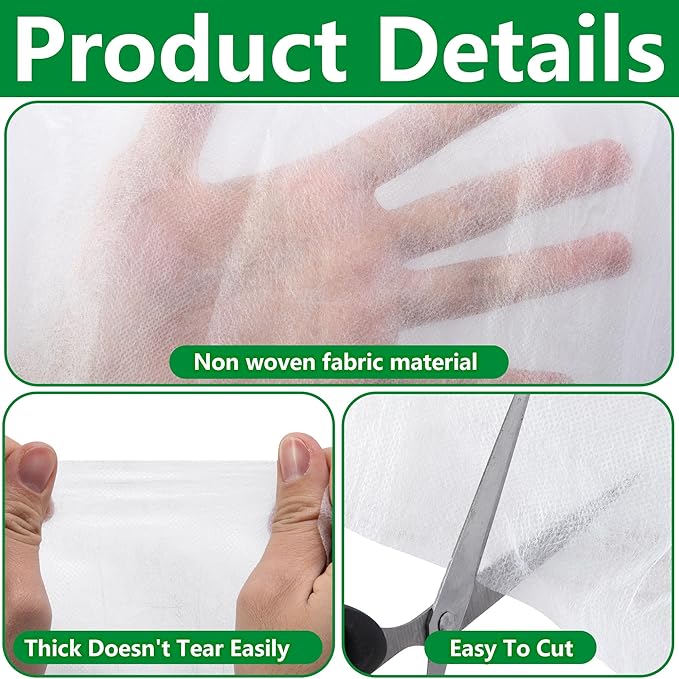 DECOHS 40 x 10 Ft Plant Sun Protection Cloth, Garden Plant Shade Cloth, Non-Woven White Light Refraction Sunshade Fabric for Protecting Plants Vegetable Rows from Direct Sunlight