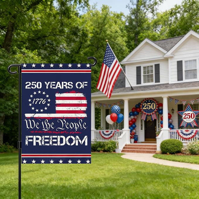 250 Anniversary Usa Garden Flags for Outside, 250 Anniversary USA Flag 1776-2026 Commemorative Patriotic 250 Year Banner Yard Sign 4th of July Decorations Freedom Double-Sided Waterproof Flag We The People ith Stars Stripes 250 Year American Flag 12x18...