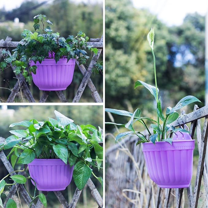 8 Pcs Colorful Resin Wall Hanging Planter Pot Vertical Garden Living Wall Mount Window Hang Indoor Outdoor Plant Flower Basket for Kitchen Herb Balcony Railing Shelf Fence Bedroom Trellis Decor Modern