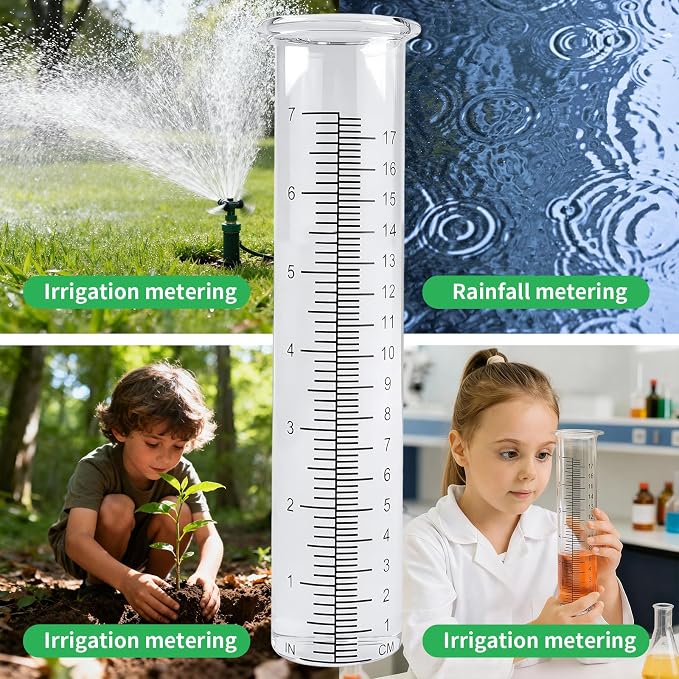 TBWHL 7" Capacity Rain Gauge Replacement Tube Glass, Rain Gauge Outdoor Replacement Glass, 8.27 Inches x 2 Inches Rain Gauges for Yard Garden Outdoor, Deck, Lawn (2Pcs)