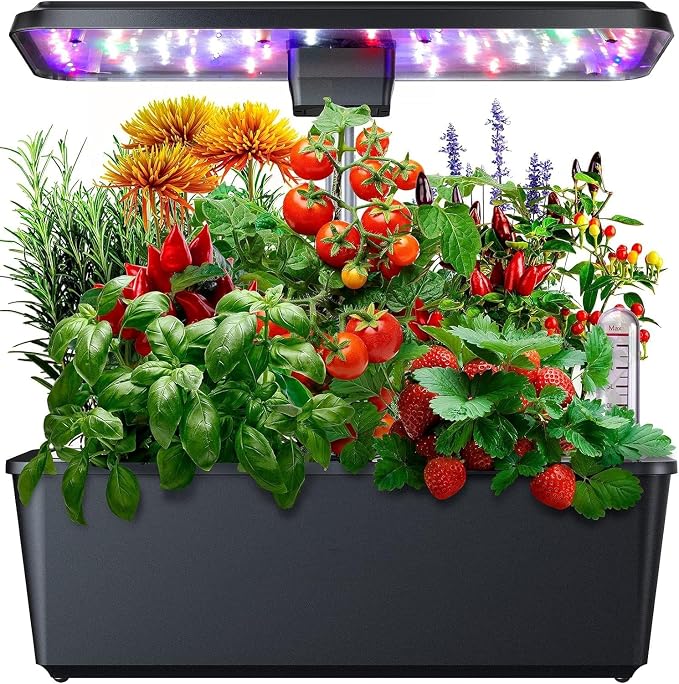 12 Pods Hydroponics Growing System, Indoor Garden with 36W Full Spectrum LED Grow Light in 5 Colors, Height Adjustable Up to 23", Automatic Timer Gardening Gifts for Women Christmas