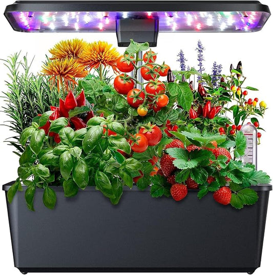 12 Pods Hydroponics Growing System, Indoor Garden with 36W Full Spectrum LED Grow Light in 5 Colors, Height Adjustable Up to 23", Automatic Timer Gardening Gifts for Women Christmas
