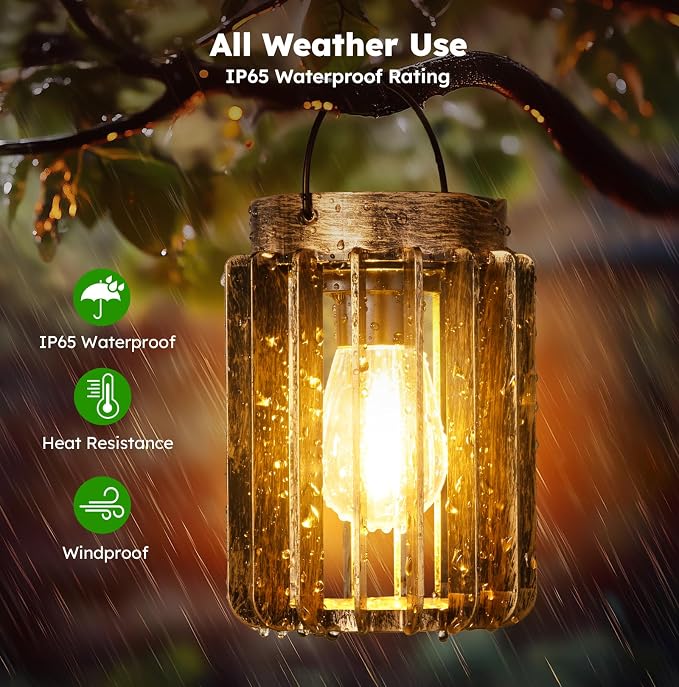 Ahaorigin Solar Lanterns Outdoor Waterproof, Brighter Up to 12 Hrs Outdoor Hanging Solar Lights, Outside Hanging Lanterns for Garden Porch Patio Yard Decor, Gifts for Women Mom Father 4 Pack