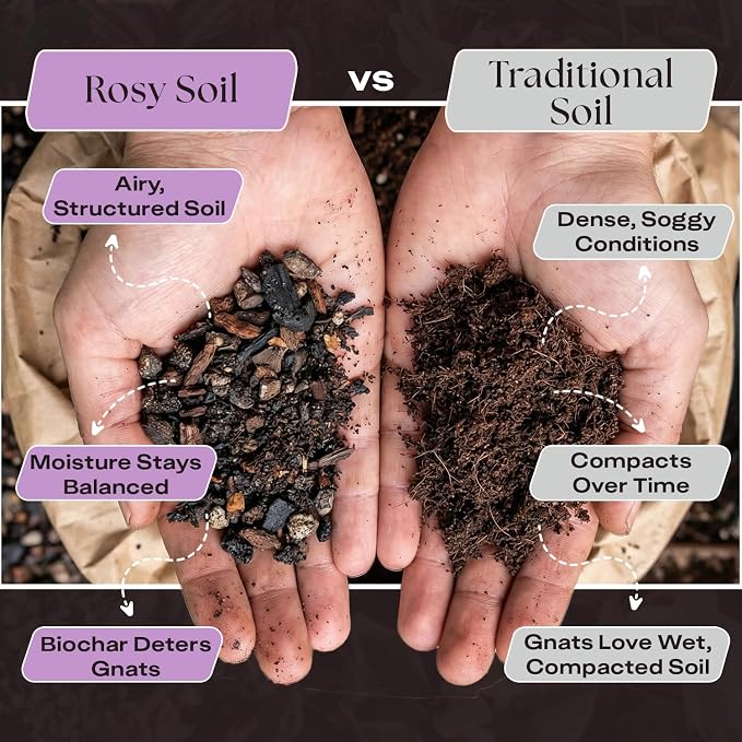 Rosy Soil Orchid Potting Mix - Biochar & Mycorrhizae Blend, Peat-Free Orchid Soil for Repotting, Phalaenopsis, Cattleya, Dendrobium - Ideal for Indoor Gardening - 4 Quarts