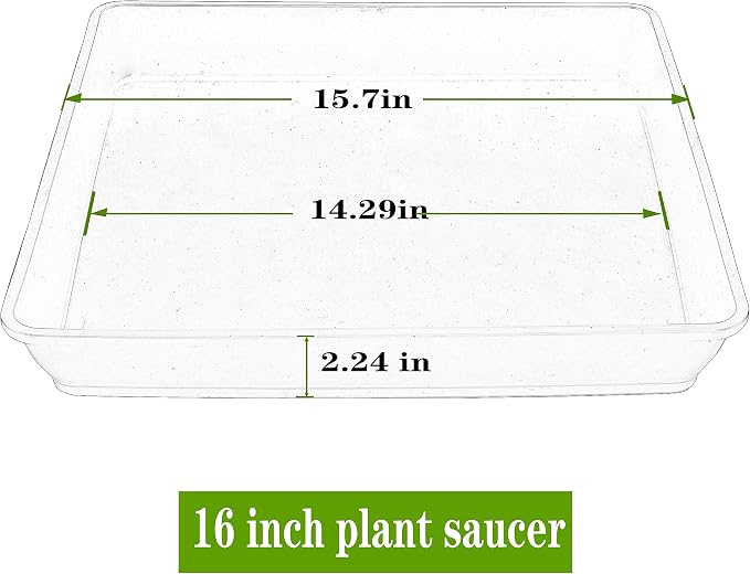 LWALRS Square Plant Saucer 16 Inch 2 Pack, Duty Plastic Plant Saucer, Heavy Duty Plant Pot Saucers, Garden Large Deep Plant Trays for Pots, Planters for Indoors and Outdoors Plants.