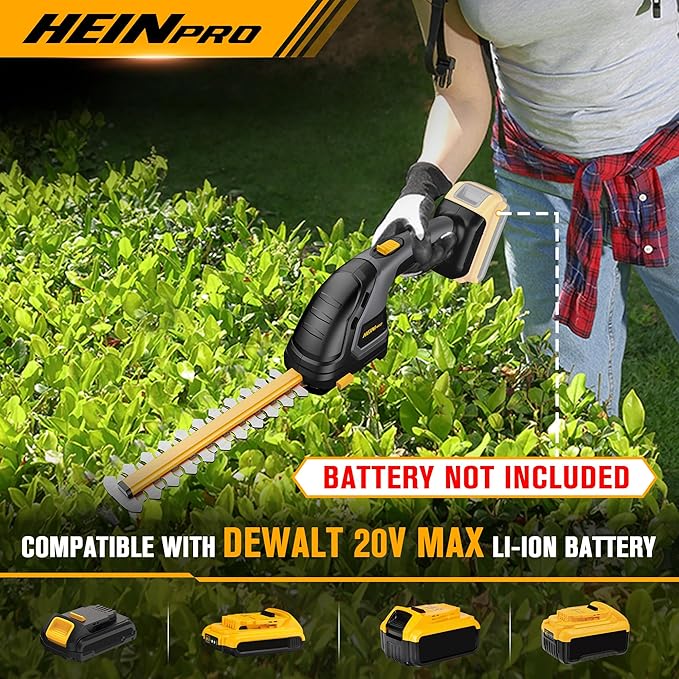 HEINPRO Hedge Trimmer Cordless Compatible with DEWALT 20V MAX Battery (Tool Only), Electric Hedge Trimmer Cordless Grass Trimmer, Bush Trimmer Grass Shears Handheld for Yard, Garden