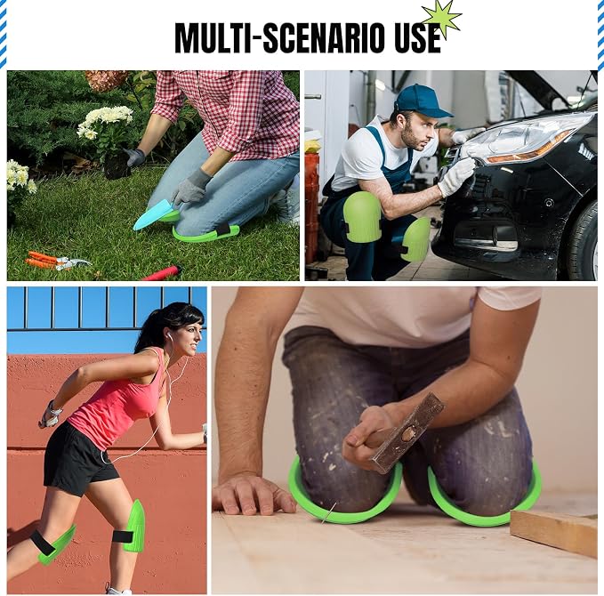 WinnerWhy Gardening Knee Pads for Women and Men Lightweight Waterproof Foam Knee Pads for Gardening and Housework with Adjustable Hook'n'Loop Straps(Green)