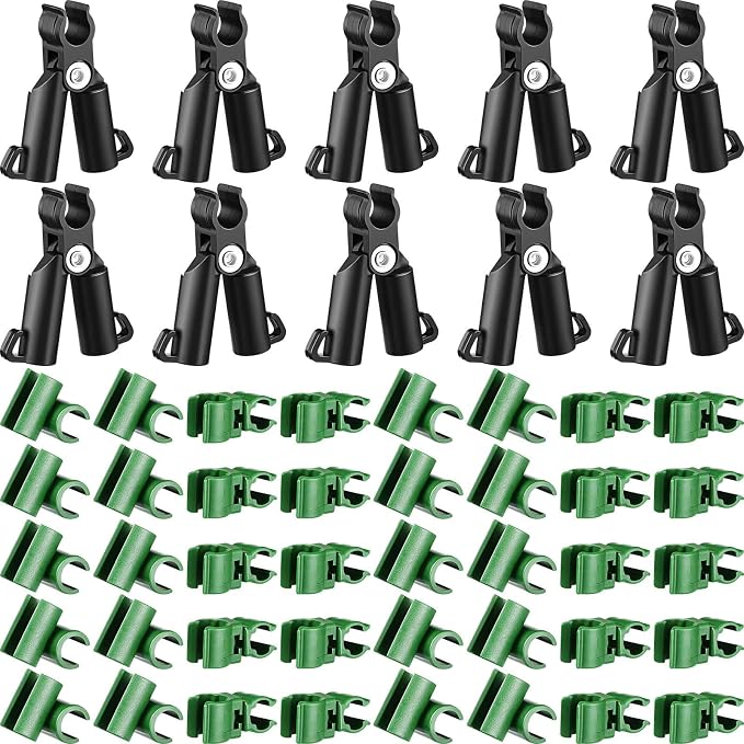 50 Pieces Adjustable Plant Trellis Connector Clip Plastic Connector Stakes Garden Plastic A-Type Connecting Joint Buckle Clip for Gardening Metal Steel Plant Supports (11 mm)