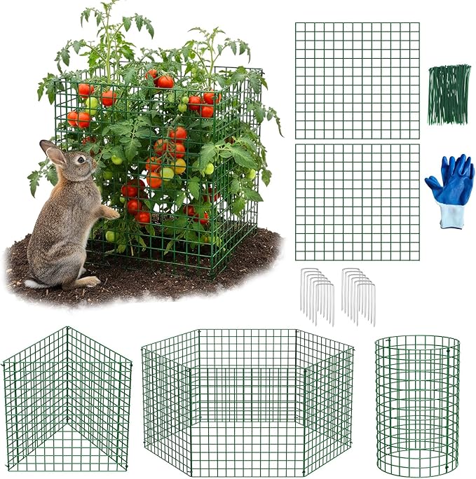 18PCS Plant Protectors from Animals, 13"x13" Metal Plant Cages for Outdoor Plants, Reusable Plant Covers from Animals, Garden Cloche & Chicken Wire Cloche for Vegetables, Flowers, Seedlings