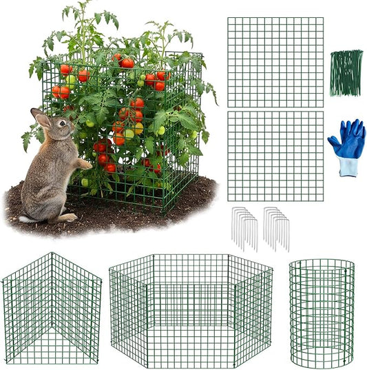 18PCS Plant Protectors from Animals, 13"x13" Metal Plant Cages for Outdoor Plants, Reusable Plant Covers from Animals, Garden Cloche & Chicken Wire Cloche for Vegetables, Flowers, Seedlings