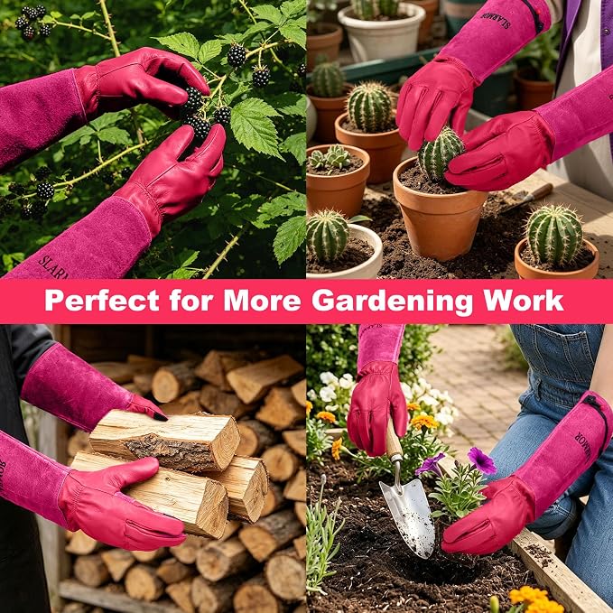 Long Gardening-Gloves Women/Men-Thorn proof Rose Pruning Heavy Duty Gauntlet, Best Garden Gifts for Gardener-S