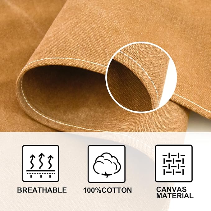 OUNLEN Chef Apron for Men Women Canvas Aprons with 3 Pockets Cross Back Resistant Work Apron for Cooking