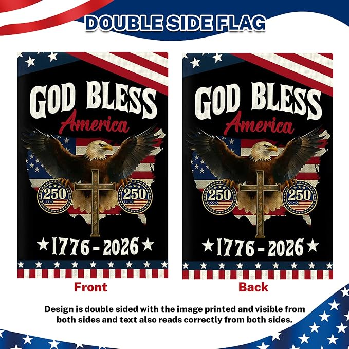 250 Anniversary Usa Garden Flags for Outside, 250 Anniversary USA Flag 1776-2026 God Bless America Commemorative Patriotic Banner with Eagle Design Yard Sign 4th of July Decorations Double-Sided Waterproof 250 Year American Flag 28x40 Inch