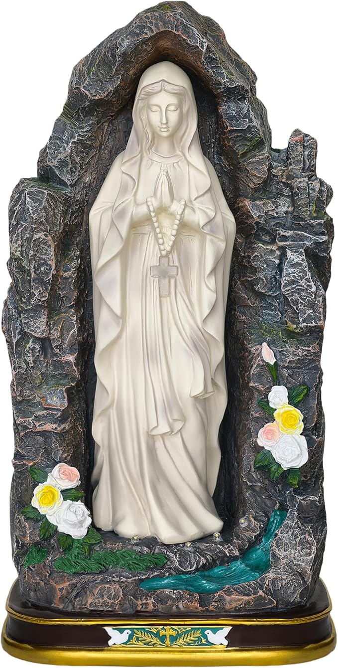 18" Catholic Virgin Mary Statue - Praying Blessed Mother Mary Statue for Altar Devout Home Yard Patio Lawn Hallway Decor,Outdoor Catholic Resin Sculpture Decoration, Religious Gifts to Mom
