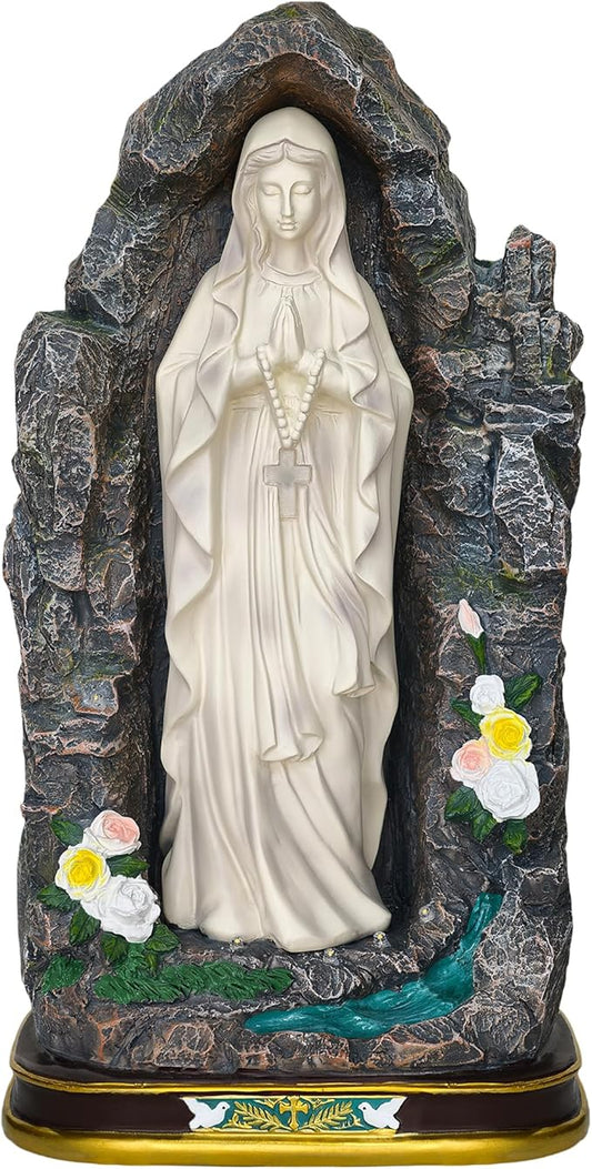 18" Catholic Virgin Mary Statue - Praying Blessed Mother Mary Statue for Altar Devout Home Yard Patio Lawn Hallway Decor,Outdoor Catholic Resin Sculpture Decoration, Religious Gifts to Mom