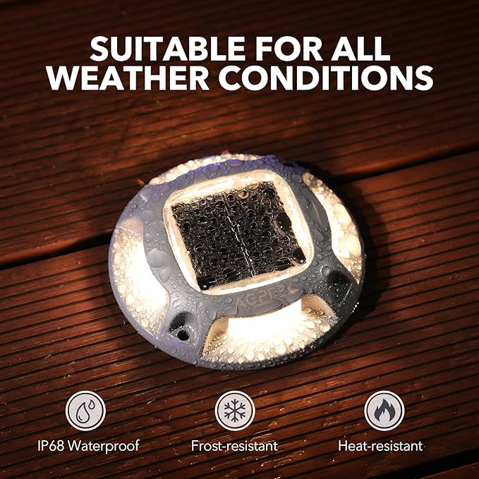 AGPTEK Solar Driveway Lights Outdoor 12 Pack, 2 Color Modes LED Deck Dock Marine Waterproof Driveway Marker Lights for Step Sidewalk Stair Garden Pathway Walkway Yard (Warm White/Cool White)