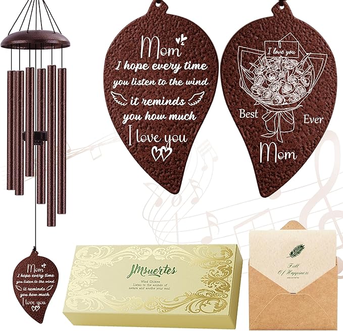 Gifts for Mom from Daughter Son,Bronze Wind Chimes, Best Mom Ever Gift for Mama Mother in Law，32"