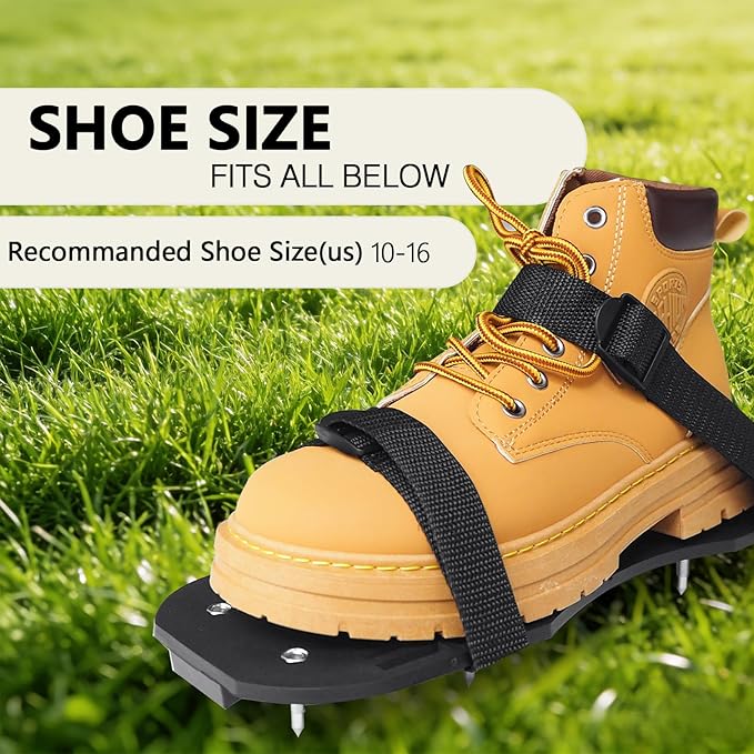Lawn Aerator Shoes with Adjustable Straps - for Lawn Aeration or as Screed Shoes - Lawn Aerator Shoes as Perfect Aerator Lawn Tool - Large