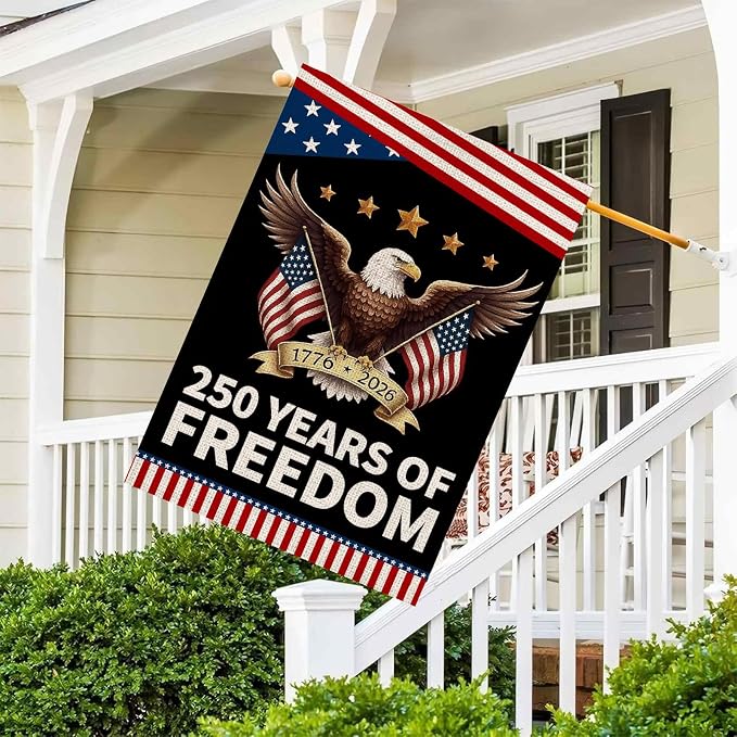 250 Anniversary usa Garden Flagfor Outside, USA 250 Years of Freedom Banner 4th of July Decorations Yard Sign Patriotic Double-Sided Waterproof House Flag 28x40 Inch 250 Year American Flag