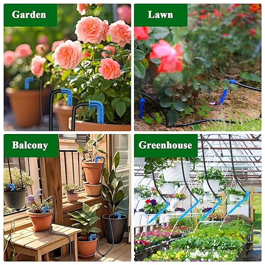 Solar Irrigation System Accessories for Plant Watering Devices Accessories for Potted Plants,Irrigation System Kit Accessories with 10M Hose / 10 Drippers / 10 T-Connectors/Filter