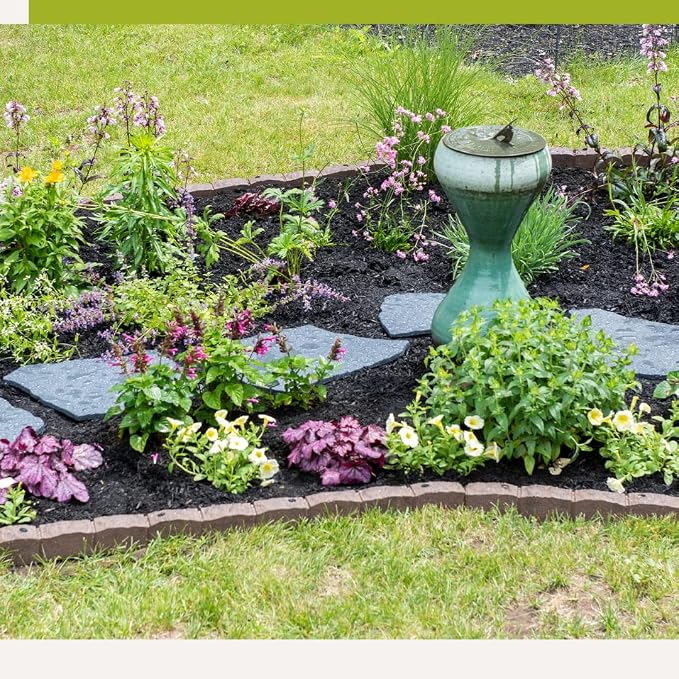 Gardener's Supply Company Flagstone Recycled Rubber Stepping Stone For Garden Walkway | Outdoor Patio Decor & Lawn Pathway Landscaping Stepping Blocks | 17"W X 1/2 Thick | Qty: 1 Stone