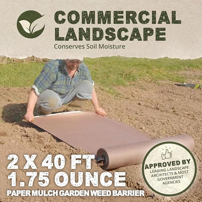 Dewitt Garden Weed Barrier Natural Paper Mulch, Black, 2 x 40 Feet – Organic Gardening Ground Cover Mat for Vegetable Gardens, Beds, Greenhouse, and Outdoor Planting Areas