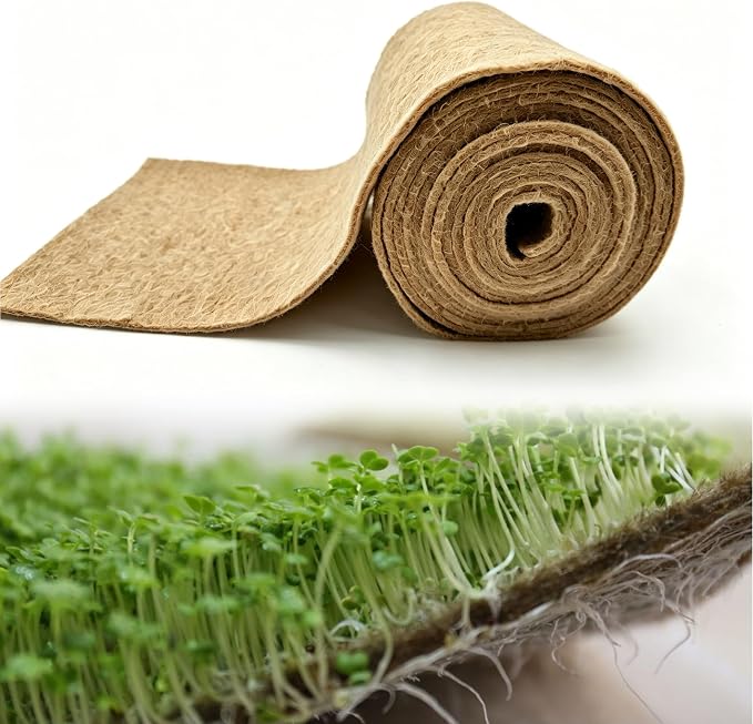 1 Roll 10" x 160" Microgreen Growing Trays Mat, Jute Fiber Grow Mats, Natural Fiber Grow Kit for Germination Tray, Perfect for Sprout Wheatgrass, Bean Sprouts, Hydroponic Seed Growing