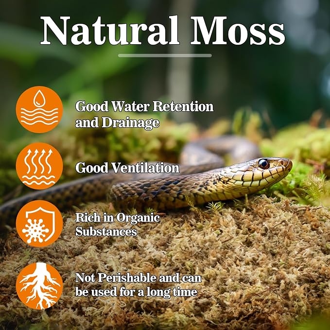 Sukh Sphagnum Moss for Reptiles - 3.5 OZ Reptile Peat Moss for Terrarium Bedding Reptiles Substrate for Reptile Tank, Snake, Leopard Gecko, Ball Python, Crested Gecko, Turtle, Frog, Hamster