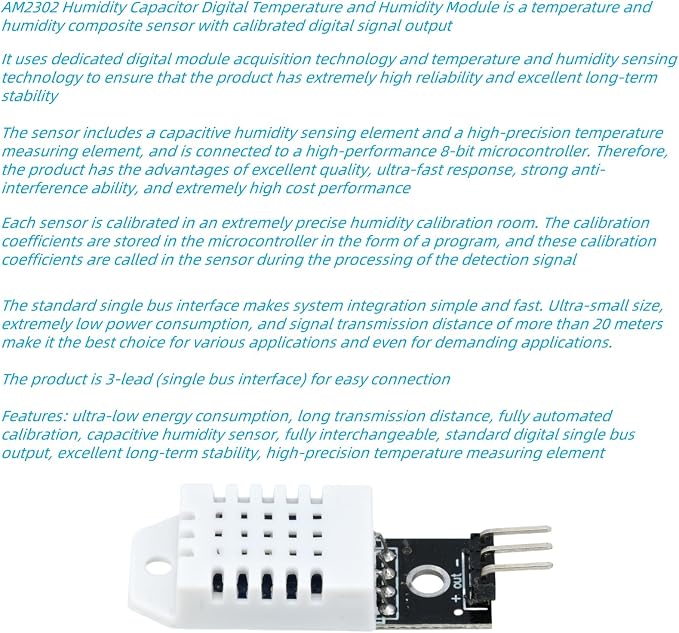 3Pcs DHT22 AM2302 Digital Temperature and Humidity Sensor Module | Replace SHT11 SHT15, Compatible With Arduino