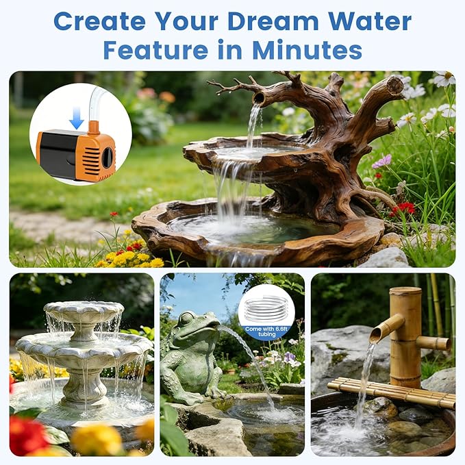NFESOLAR 30W Solar Fountain Pump, 280GPH Solar Pond Pump with Foldable Solar Panel, Adjustable Flow Solar Water Pump with 6.6FT PVC Tubing for Outdoor Pond, Garden, Waterfall, Hydroponic, Pool