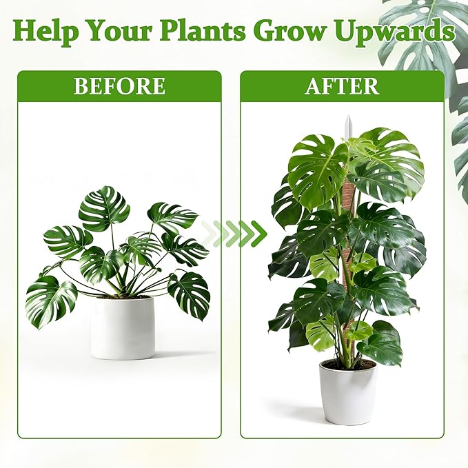 3 Pack 28'' Bendable Moss Pole for Plants, Heavy Duty Moss Plant Support Pole for Monstera Pothos & Climbing Houseplants, Extendable Indoor Potted Plant Stake Trellis