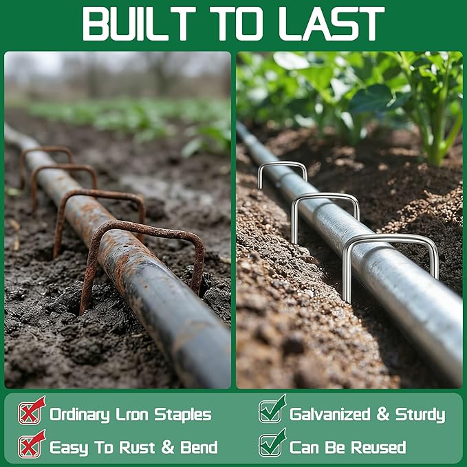 KLASIT Garden Stakes 5Inch-25Pack,Heavy Duty Galvanized Landscape Staples,Anti-Rust Ground Pins for Weed Barrier Fabric,Yard Lawn,Plant Cover,Tent and Landscaping Decoration