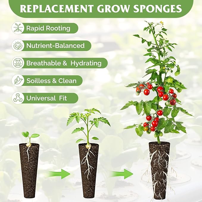 129pcs Hydroponic Pods Kit - Compatible with Aerogarden Grow Anything Herb Kits, 50 Grow Sponges, 50 Plant Labels, 12 Grow Baskets & Domes, 4 AB Plant Food,Hydroponics Supplies for Most Brands