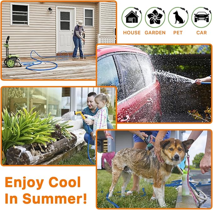 Garden Hose, 75FT Water Hose, Lightweight Garden Hose with 3/4" Fittings, Triple-layer Core, Water Hose Useful House Gifts for Outdoor Lawn Car Watering Plants