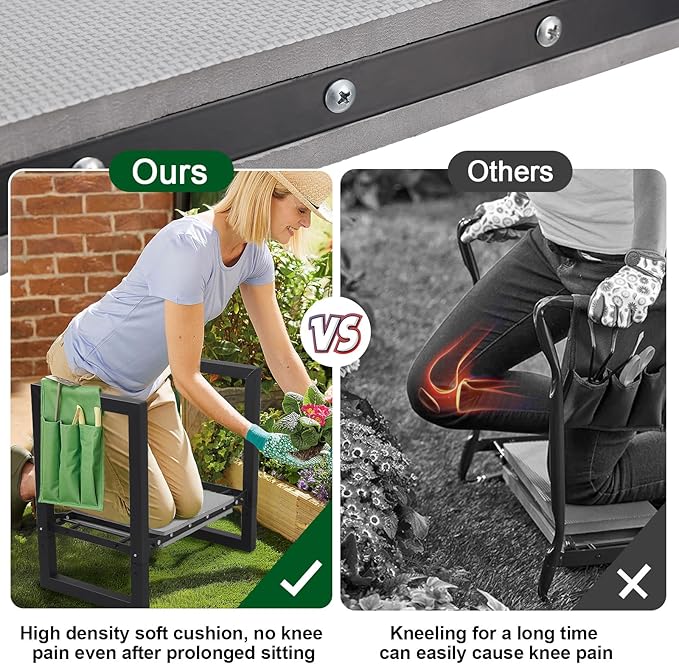 Garden Kneeler and Seat, Foldable Garden Stool 400lbs Heavy Duty, Protects Knees and Back, Ideal for Women, Men, and Seniors Gardeners, Large Size 19"x10.6"x18.5"