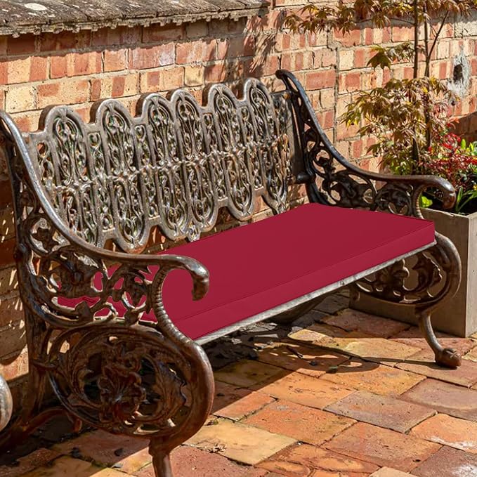 Outdoor Bench Cushions 48 x 18 Inch Thick Waterproof Porch Swing Cushions with Tie Patio Furniture Chair Cushion Bench Pad Color Fastness Backyard Seat Pads Burgundy