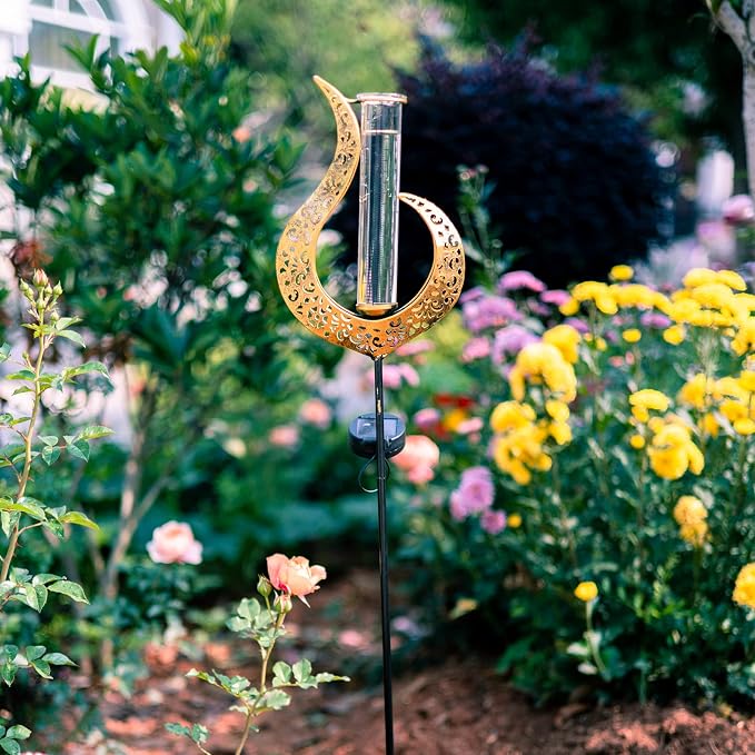 39'' Rain Gauge Outdoor - Solar Flame Design Rain Gauges for Yard, Lawn, Pathway, Patio