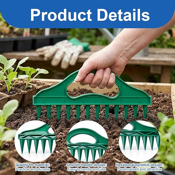 7-Piece 10inch Seed Spacing Set, Seed Planter Tool, Handheld Gardening Tool with Adjustable Seed Dispenser, Plastic Construction for Precision Planting and Garden Maintenance
