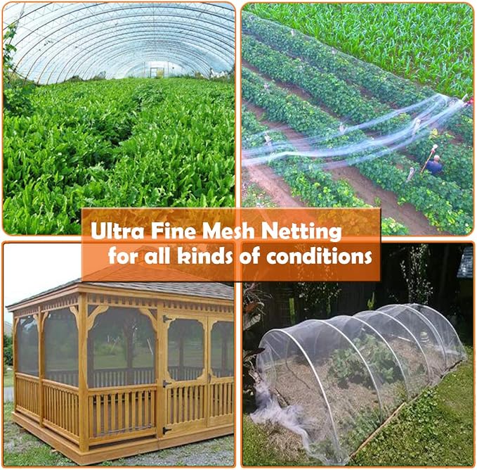 Ultra Fine Garden Mesh Netting, FARAER Plant Covers 8x24ft Garden Netting for Protect Vegetable Plants Fruits Flowers Crops Greenhouse Row Cover Protection Mesh Net Patio Screen Barrier Net (8x24ft)