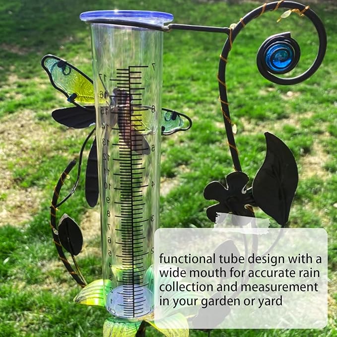 Glass Rain Gauge, 8.25 x 2.25 Inches, 7 Inch Capacity, Clear Tube with Measurement Markings