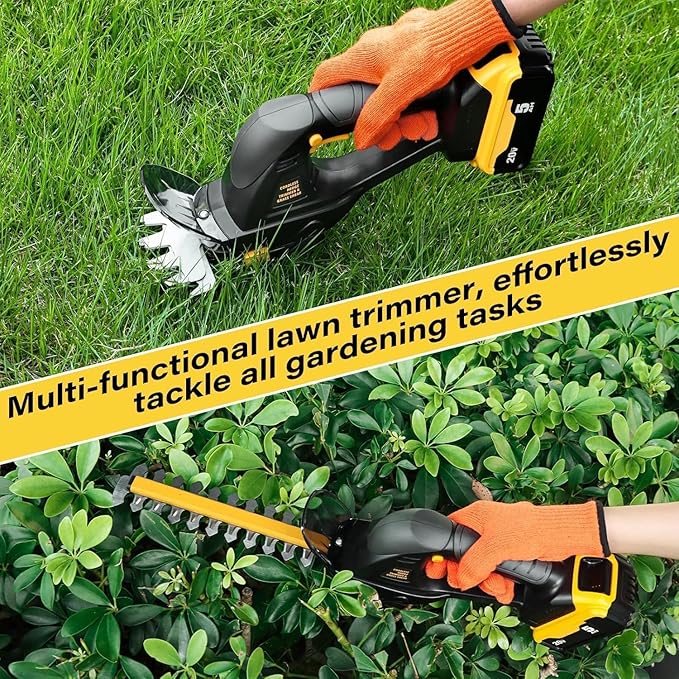 Cordless Hedge Trimmer (Tool Only), Compatible with DeWalt 20V MAX Battery, 2-in-1 Cordless Grass Shear 1500RPM, 3.3 lbs Handheld Shrub Clipper with Battery Protection, 8" & 4.7" Blades (Black)