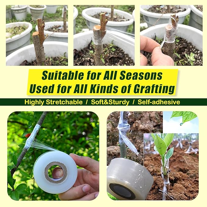 Nursery Grafting Tape Wide-2"-PE Grafting Film Buddy Tape for Fruit Trees/Plant Self-Adhesive Stretchable Film for Grafting,Budding for Gardening Grafting Tool
