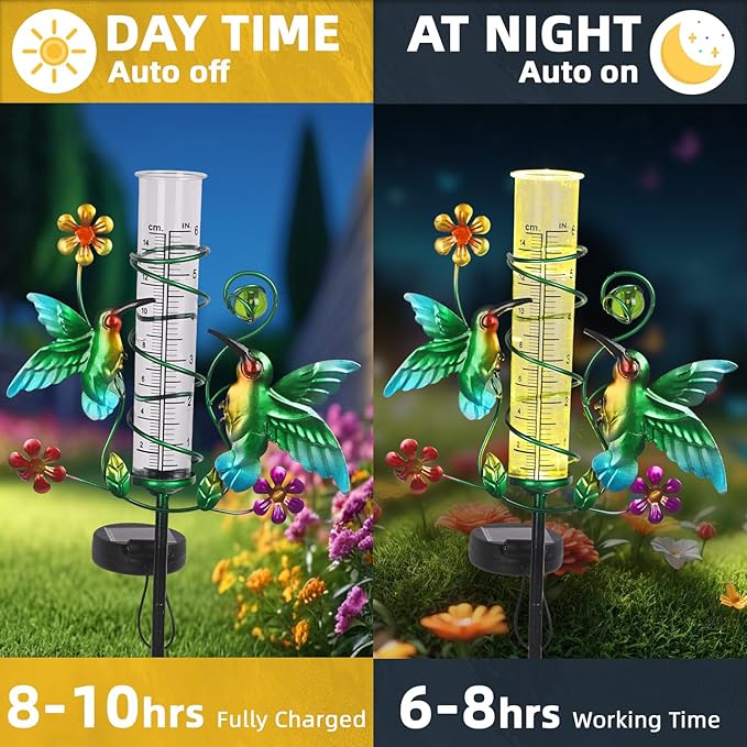 Hummingbird Rain Gauge Outdoor for Measuring Precipitation, Accurate Rain Gauges Outdoors Best Rated Unbreakable for Yard Garden Decoration