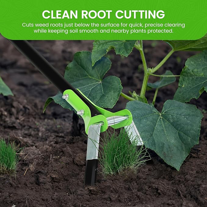 Garden Guru Action Stirrup Hoe Garden Tool, 17.5-Inch Long with Ergonomic Handle, Heavy Duty Rust-Resistant Steel Loop Hoe for Weeding, Planting, Furrowing & Soil Cultivation (4 Pack)