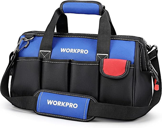 WORKPRO 14-inch Tool Bag, Multi-pocket Tool Organizer with Adjustable Shoulder Strap