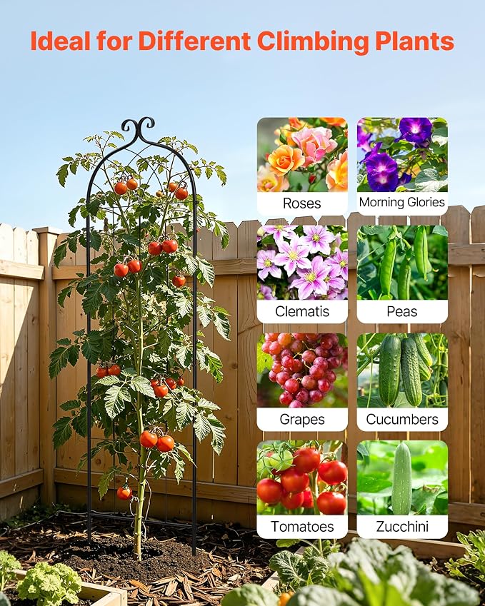 VEVOR Garden Trellis, 71 x 20 inch Rose Trellis, 4 Packs Garden Flower Rose Trellises with Powder-Coated Finish & Convenient Locking Design, Plant Support Trellises for Flowers, Vegetables, Roses